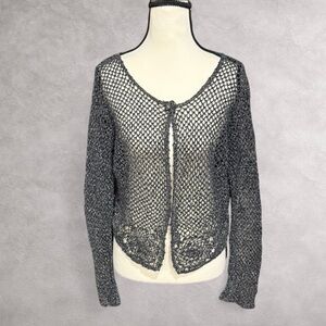 Clio Charcoal Open-Knit Cardigan